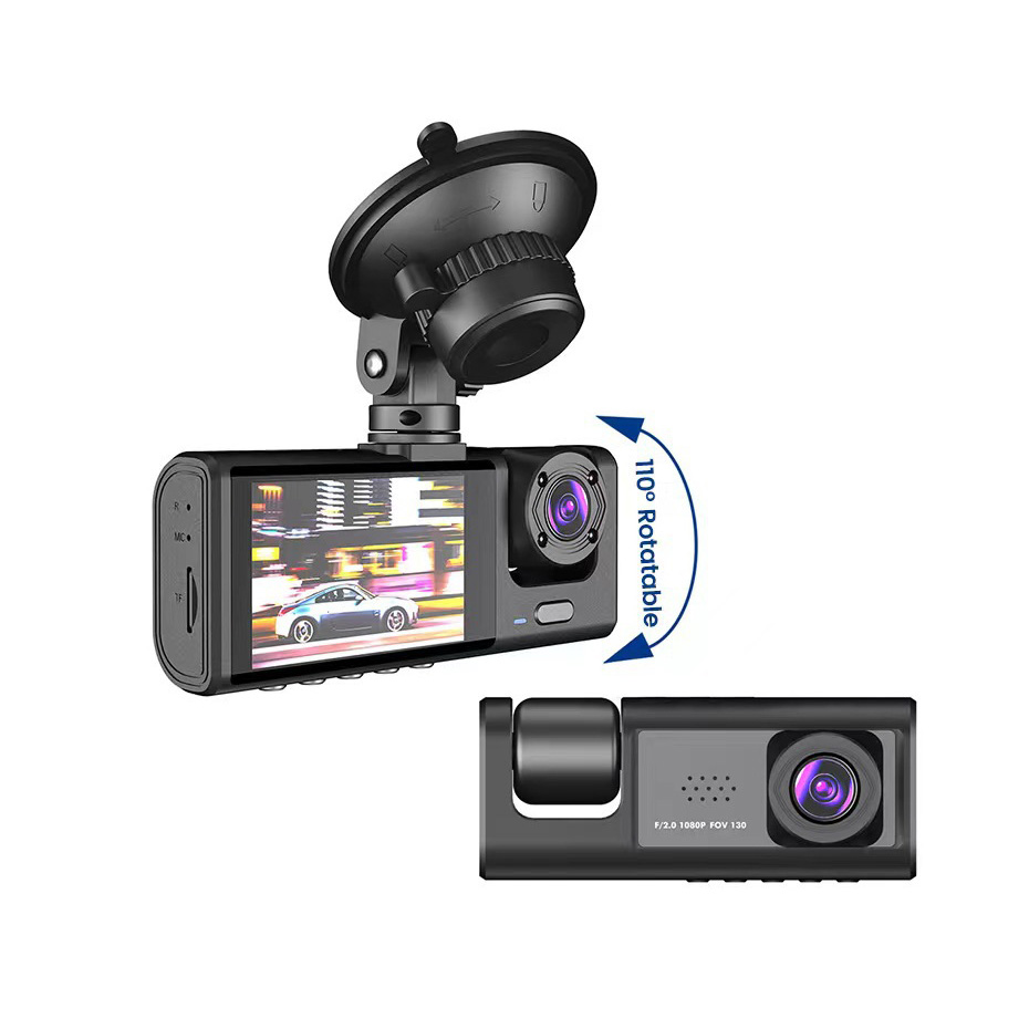 3-Kanal-Auto-DVR HD 1080P 3-Objektiv Ich bin Inneren Fahrzeug-Bindestrich-CamDrei-Wege-Kamera DVRs Recorder Video Registrator Dashcam Camcorder