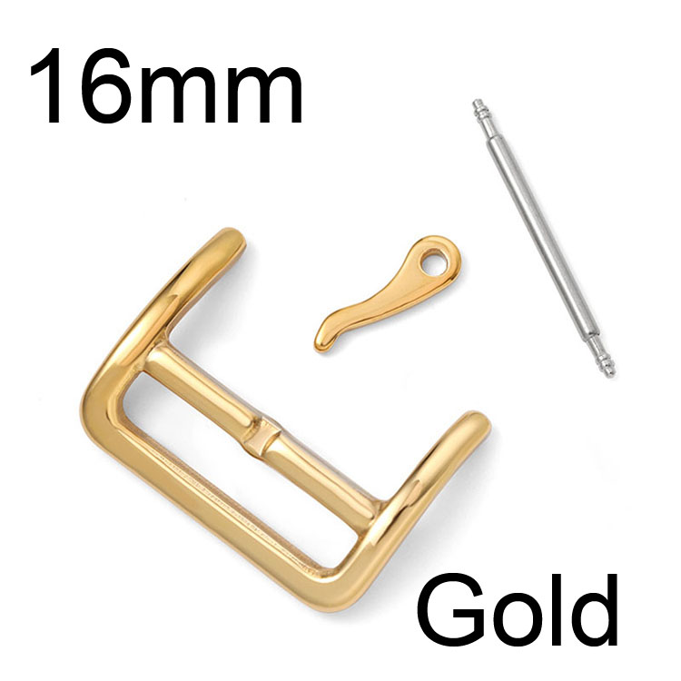 Stainless Steel Watch Strap Buckle 16mm 18mm 20mm 22mm 316L Glossy Polish Replacement Watchband Clasp Band Repair Tool Part: 16mm Gold