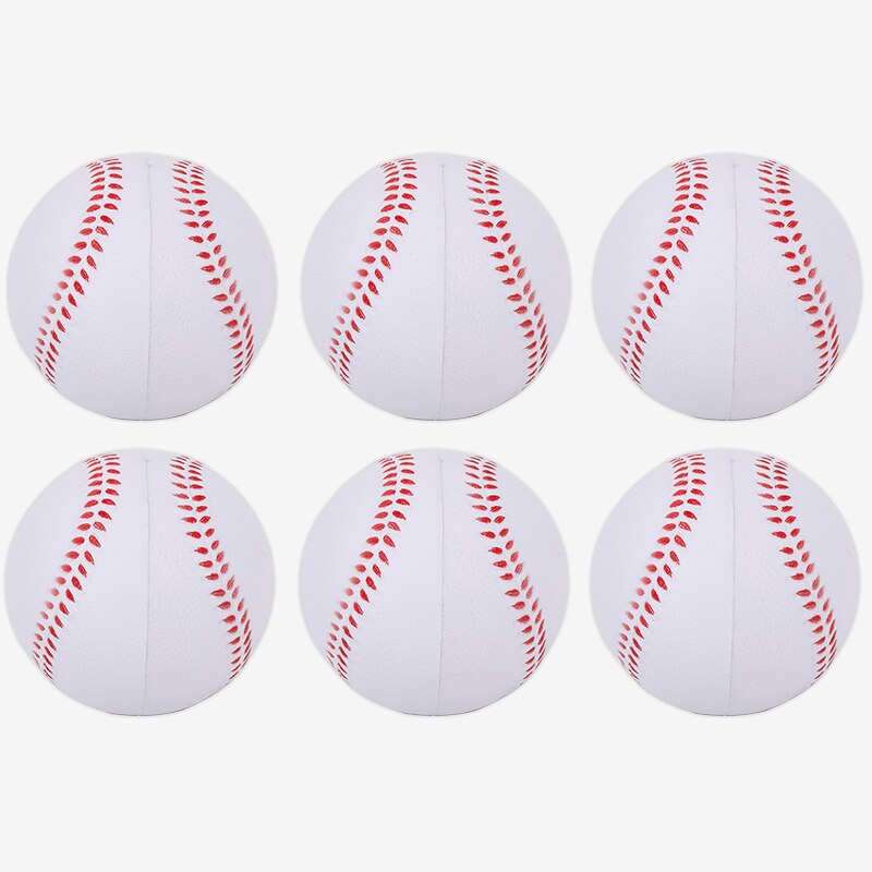 12Pcs/Opp Pu Schuim Speelgoed Honkbal Spons Baseballs: 6PCS(8.5CM) white