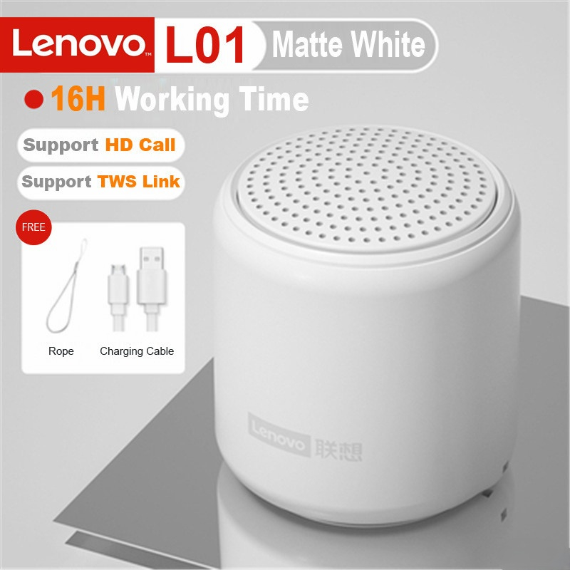 Xiaomi Lenovo L01 Bluetooth Speaker Portable Outdoor Loudspeaker Wireless Mini Column 3D Stereo Music Box Waterproof Speaker: Lenovo L01 white