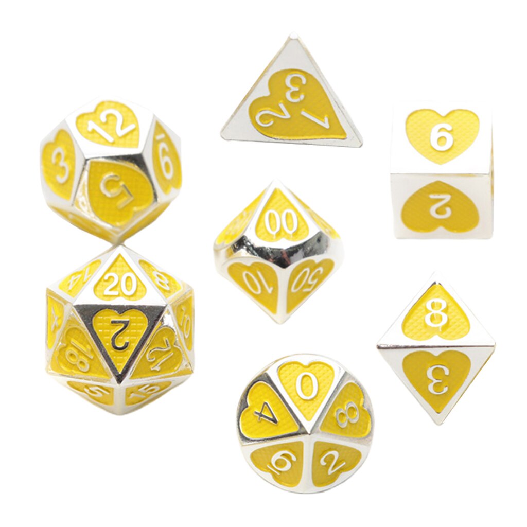 7 Stks/set Solide Metalen Multi Side Cijfer D4 D6 D8 D10 D12 D20 Board Game Dice Set Voor Party Casino board Game