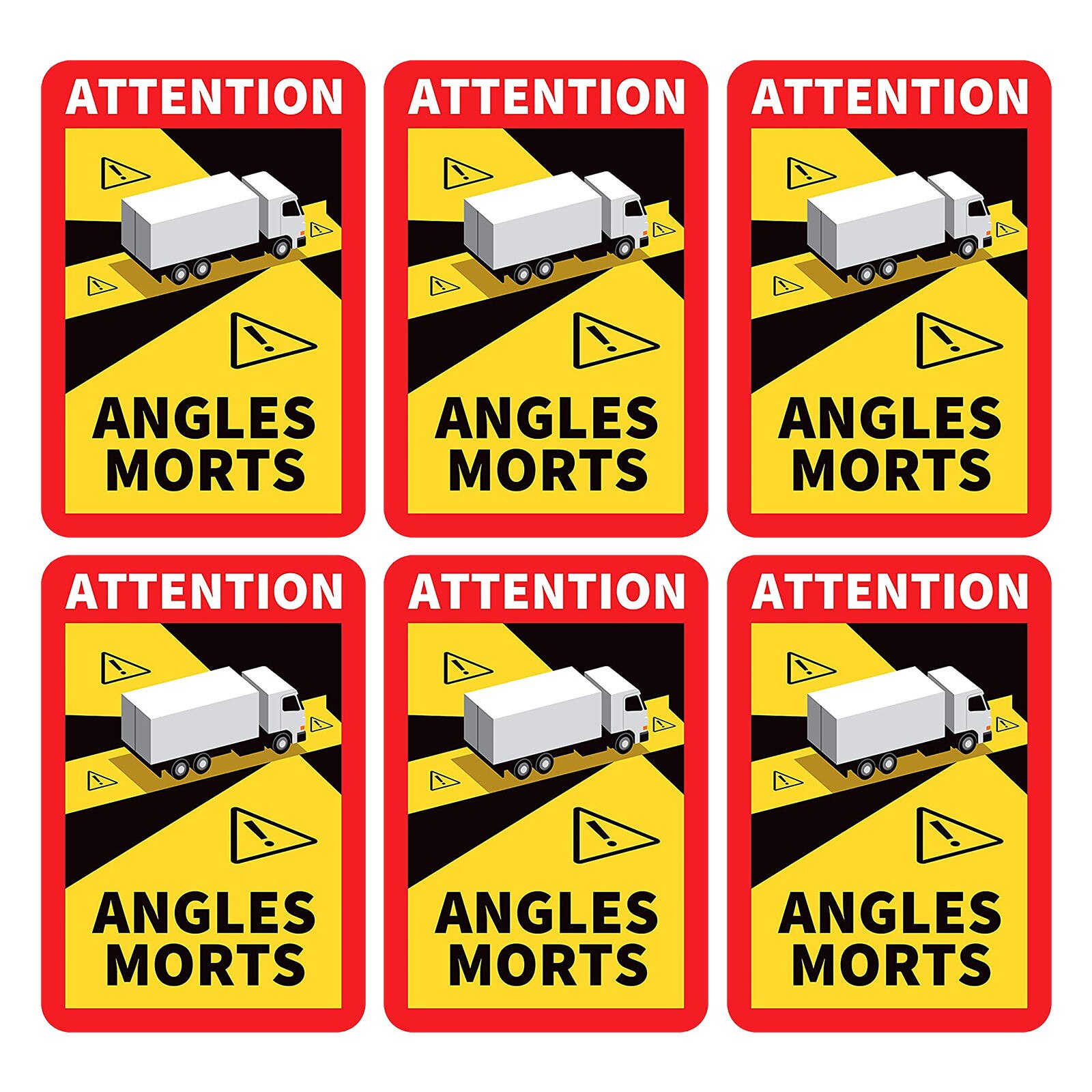 Car Safety Warning Rules Sticker Adhesive Vinyl For Vehicle Dead Angles On Heavy Vehicles - Waterproof Sticker - L.170 X H.250: 6pc