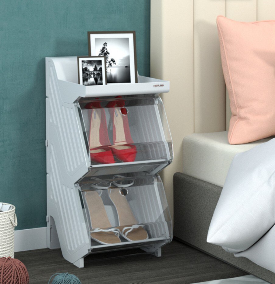 CellDeal Large Thick Plastic Shoe Box Detachable Folding Shoe Boxes Storage Shoe Cabinet Shoe Storage Shoe Organizer Shoe Rack