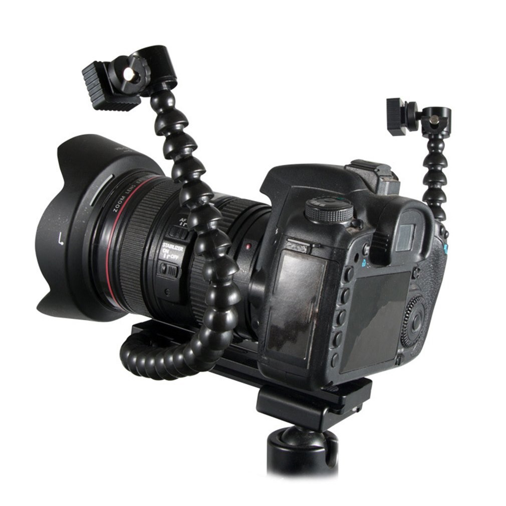 Universele Dual Twin Arm Flexibele Camera Flash Bracket Mount Houder Aluminium Adjustble Flash Bracket