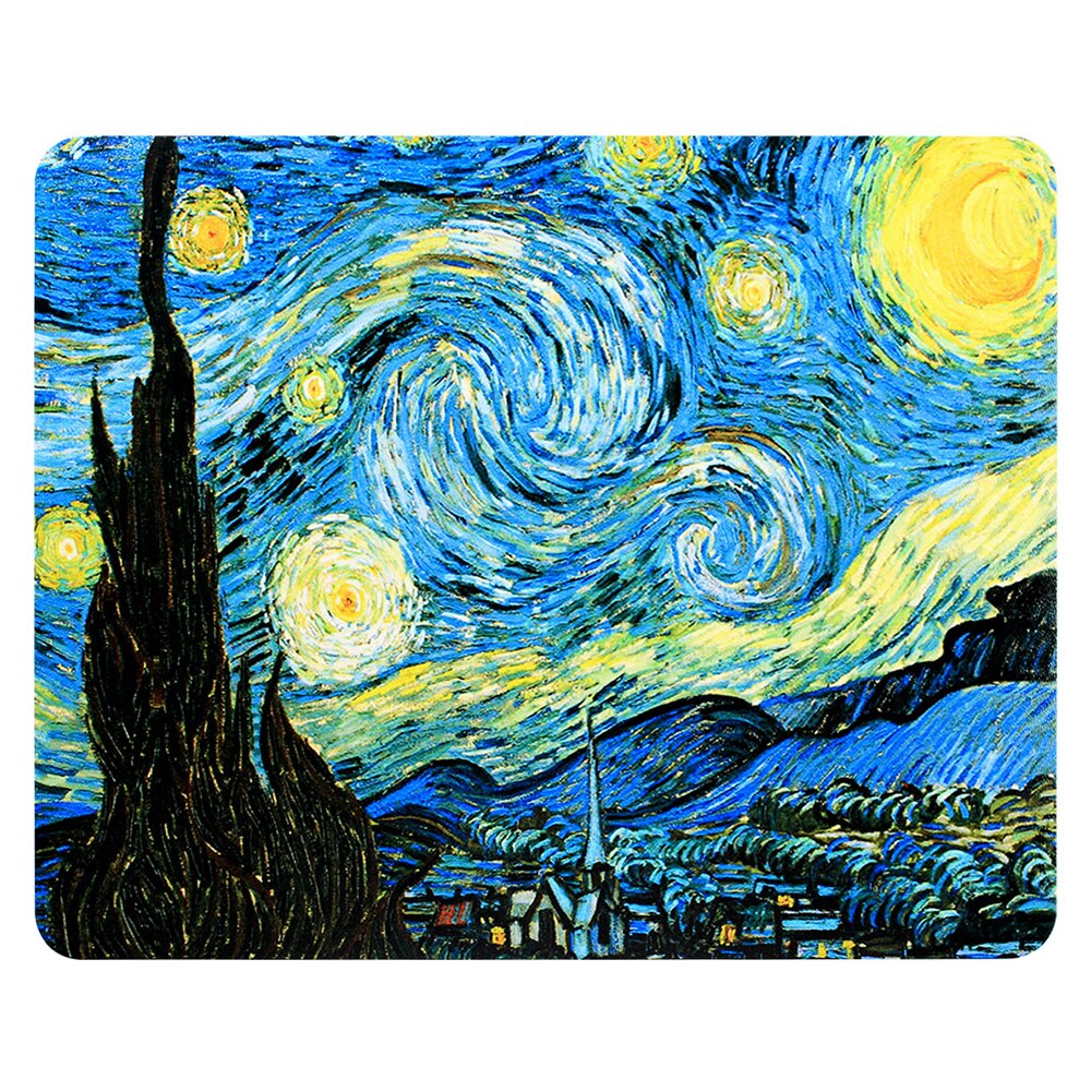 HRH Maus Matten Für Computer Laptop, einzigartige Linke und Rechte Gehirn/Blume Holz Muster Gummi Gaming Maus Pad ohne Verriegelung Rand: Van Gogh Starry Sky