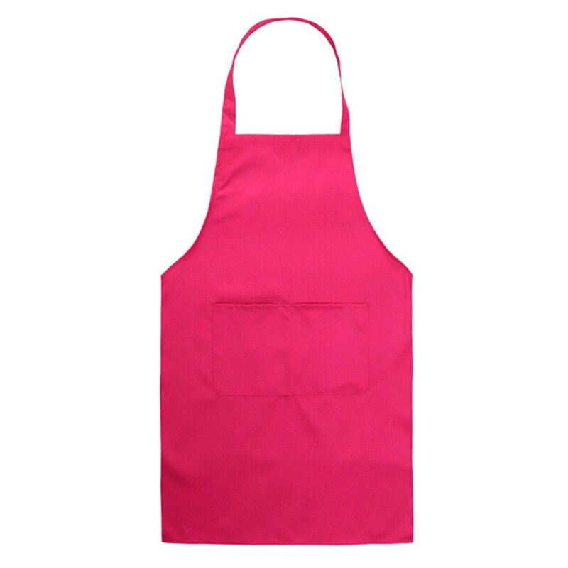 Newest Solid Cooking Kitchen Apron For Woman Men Chef Waiter Cafe Shop BBQ Hairdresser Aprons Bibs Kitchen Accessory: rose red