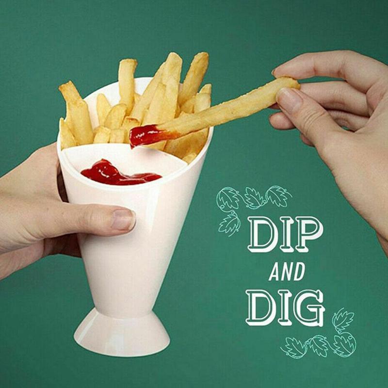 Vassoio portatile contenitore patatine fritte cucina strumento di patate salsa di insalata patatine fritte di plastica maniglia della tazza Ket patatine fritte tazza tazza insalata cucina M5G4