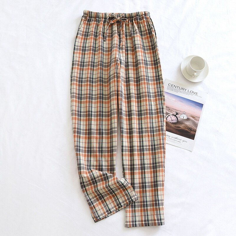 Plaid Home Pants for Men Loose Pajama Cotton Man Sleep Bottoms Clothes Pajamas Men's Trousers Sleepwear Lounge Underwear