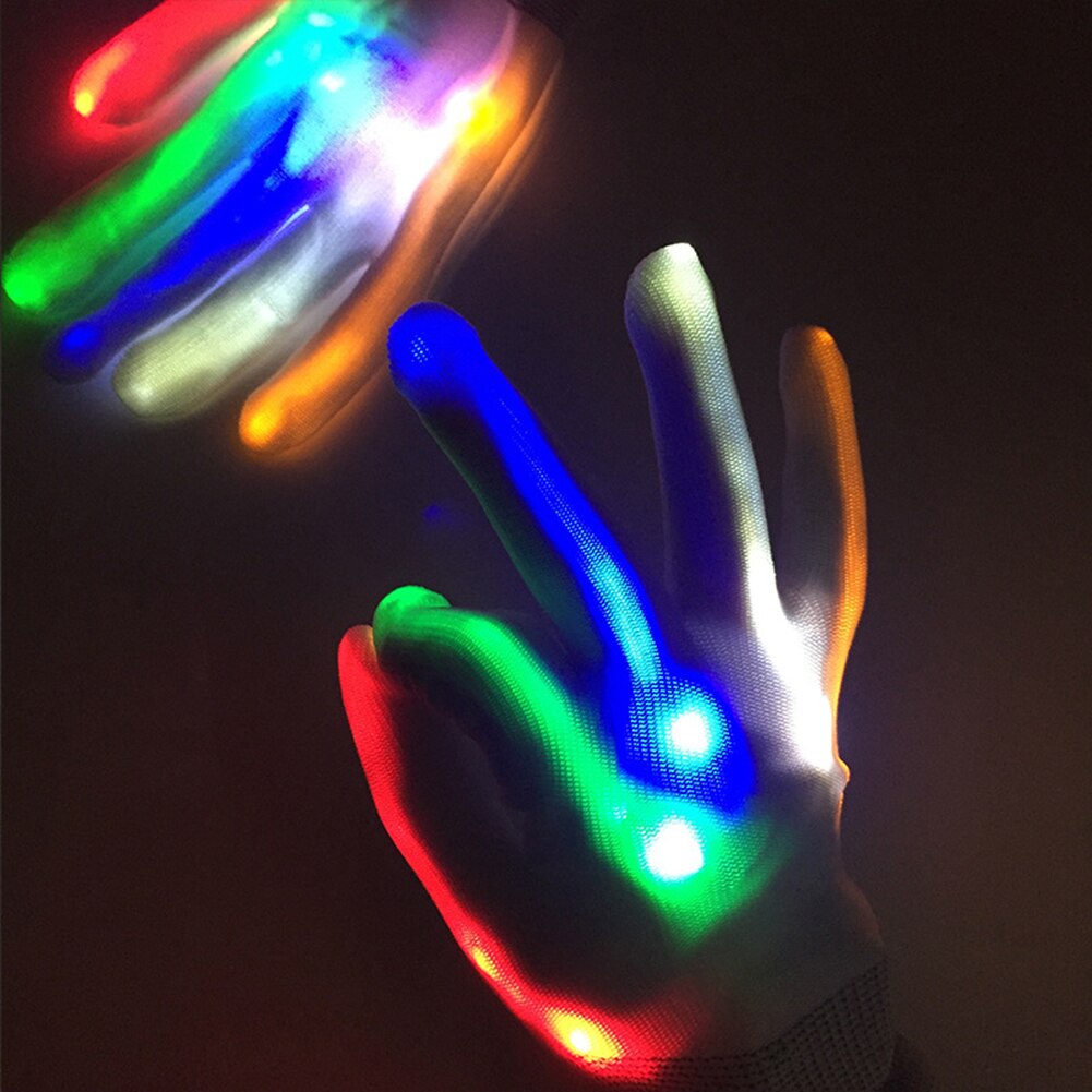 2Pcs Kleurrijke Led Glowing Handschoenen Elastische Kids Party Stage Performance Rekwisieten Interactieve Spelletjes Speelgoed Cadeau Voor Kinderen