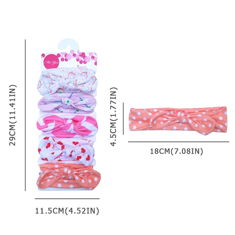 5 stuks/set schattige strikken baby hoofdband bloemenprint zachte baby meisjes hoofdbanden elastische haaraccessoires prinses baby haarband tulband