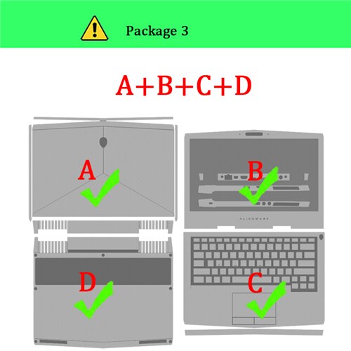 Laptop Haut Aufkleber Für Alienware 13 M13X R2 R3 Notizbuch Haut Schutz Für Alienware 14 M14X R1 R2 r3 Laptop Aufkleber: M13X R2 2015 / Paket-3    A B C D