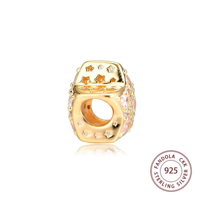 Invierno 925 Plata de Ley brillo estrella abalorios se adapta a la Pulsera Original Argent Charm plata 925 joyería kraien