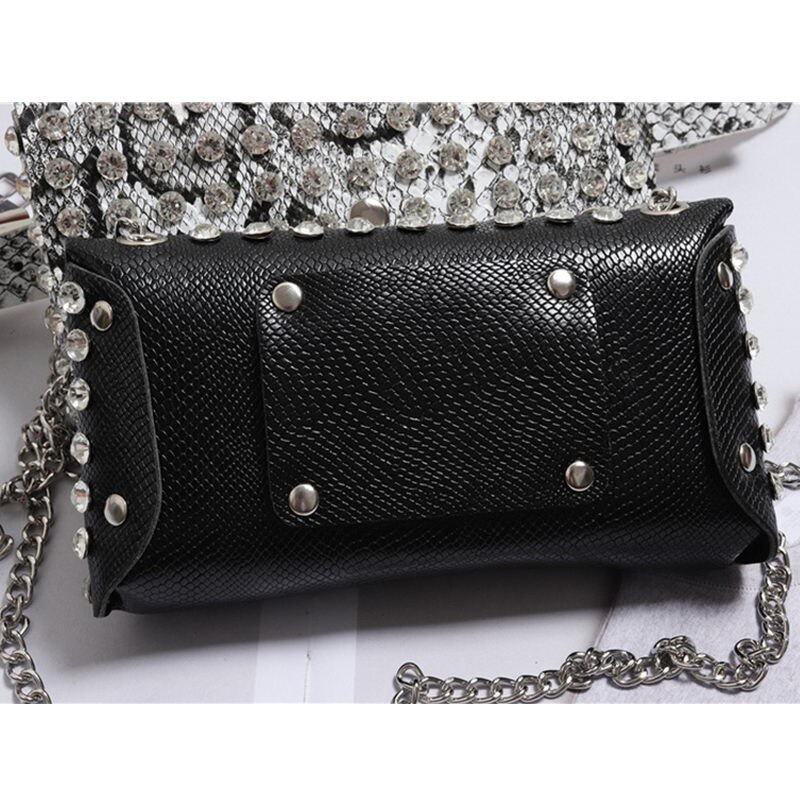 Diinovivo mærke diamanter kvinders bæltetaske luksus serpentin talje taske kvindelig kæde telefon crossbody taske whdv 1032