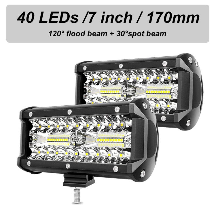 Nlpearl 3- rad led bar 4-20 tommer led lys bar/arbeidslys for bil traktor båt offroad 4 x 4 lastebil atv 12v 24v arbeidslampe frontlykt: 2 stk -120w-40 led