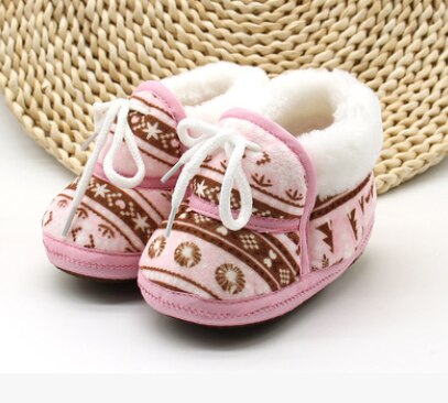 Newborn Baby Booties Winter Warm Fur Lined Lace Up Crib Shoes Non-Slip Soft Sole Infant Prewalkers Accessory 0-18 Months