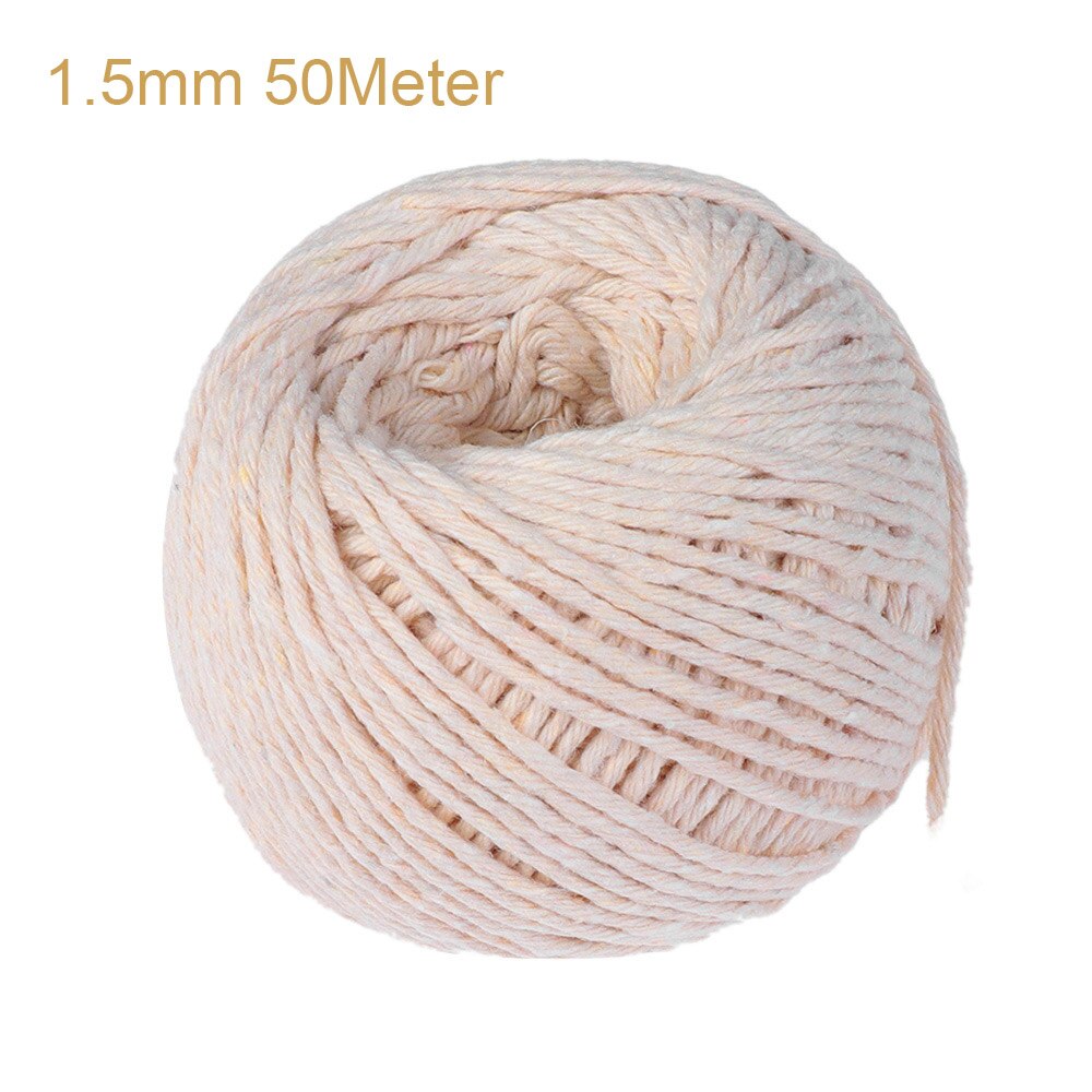 100%  natuurlijke beige katoenen gedraaide koorden, macramé, ambachtelijk touw, handgemaakte verpakking, doe-het-zelf, huisdecoratie: 1.5mm 50 meter