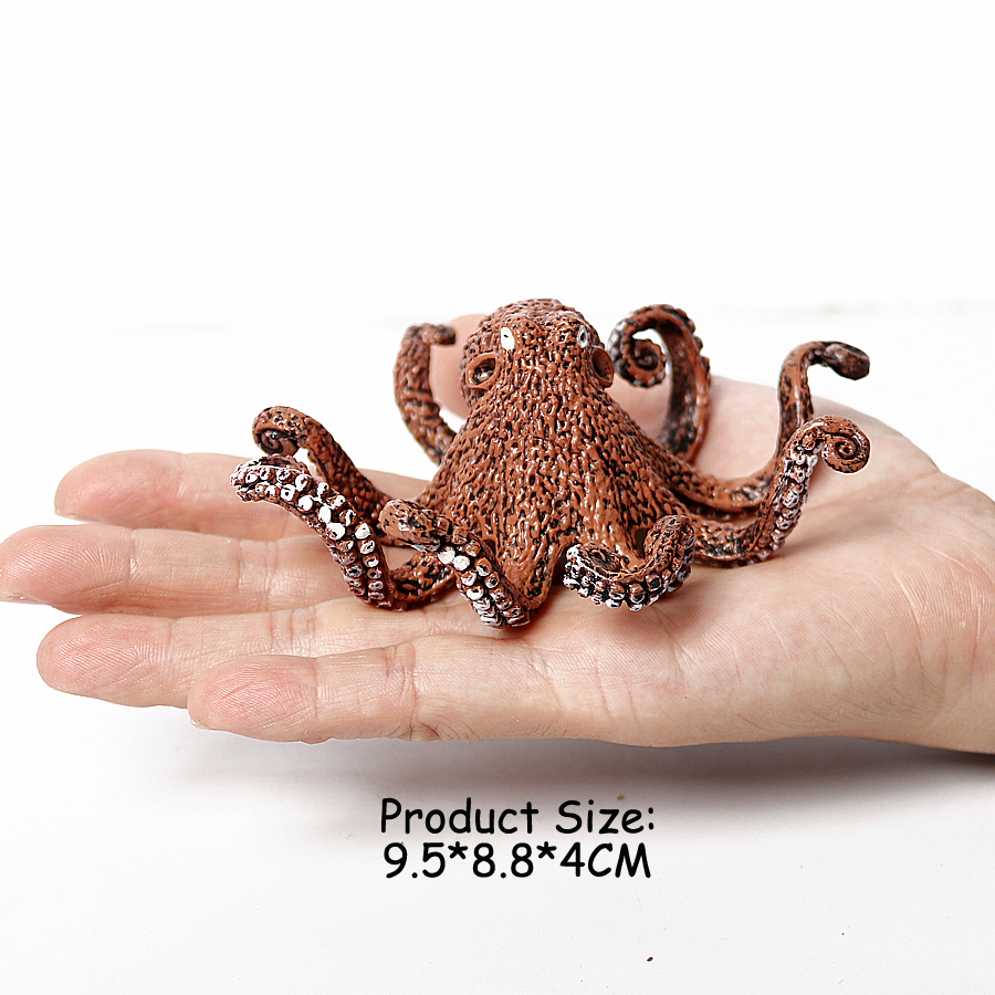 Realistic Sea Animals Figurines Orca Squid Sharks Dolphin Turtle Sailfish Octopus Figures Miniature Education Toys for Kids: Khaki