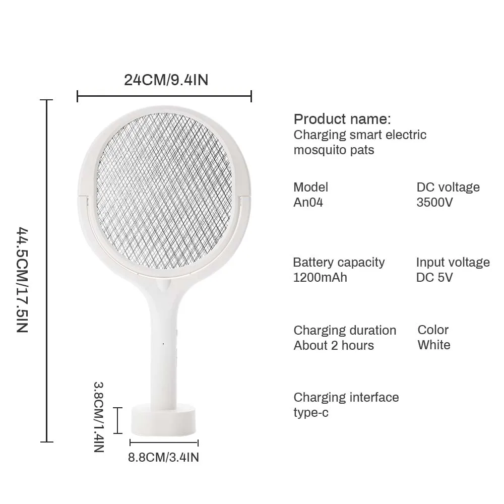 6in1 Muggen Killer Lamp Multicunctionele Hoek Verstelbare Bug Zapper Elektrische USB Oplaadbare Mosquito Fly Bat Swatter