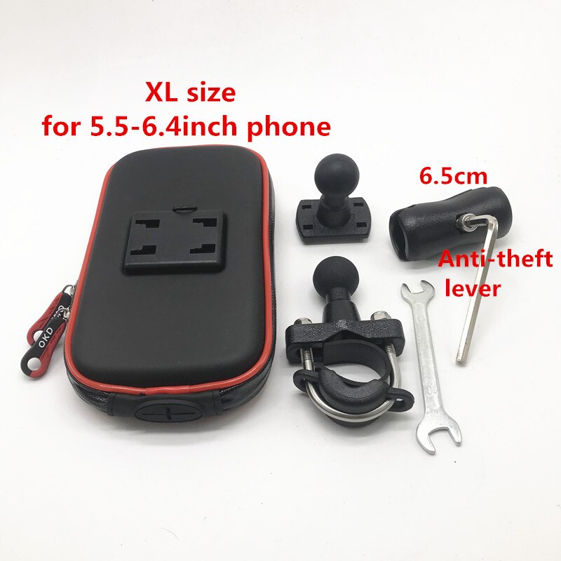 Motorcycle Phone Mount - Waterproof Zipper Case - ABS Plastic - Anti-theft Lever - for Smartphones: kit 11