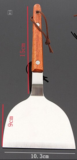 Cooking Tool Heat Resistance Stainless Steel Turners Spatula Scraper Wooden Handle utensilios de cozinha pizza beef steak shovel: Light Green