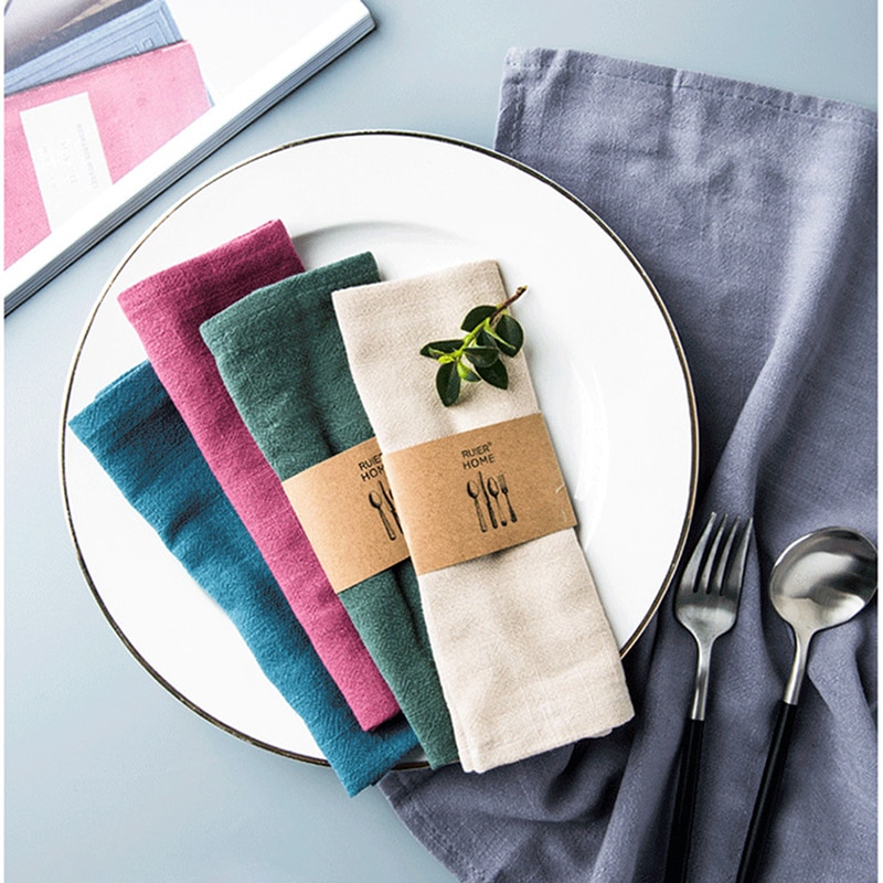 Plain Cotton Linen Napkins Tea Towels Eco-Friendly Water Absorption Home Kitchen Cloth Scouring Pad