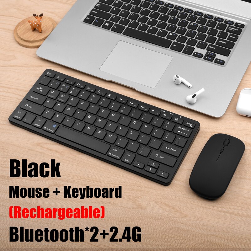 Wireless Keyboard Bluetooth 5.0&2.4G Mini Multimedia teclado bluetooth For Laptop PC TV iPad Macbook Android iPad keyboard: Khaki