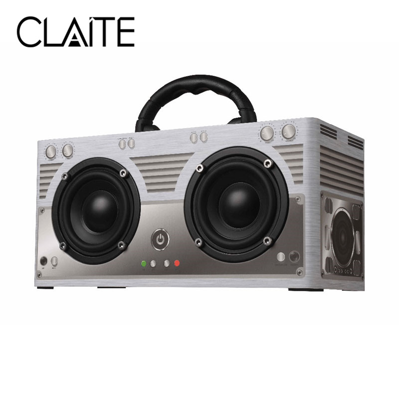 CLAITE Retro Wooden Speaker Portable 20W Wireless Buetooth Speaker CH2.0 Dual Loudspeaker Handsfree Outdoor Speaker