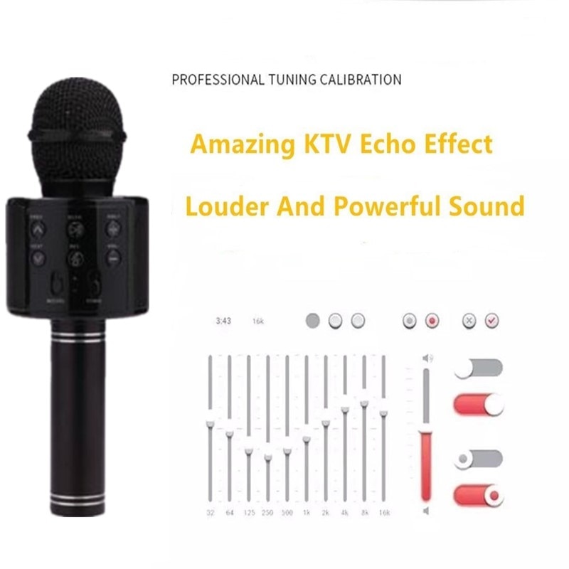 WS858 mikrofon Handheld Bluetooth Wireless Karaoke Microphone Phone Player MIC Speaker Record Music KTV Microfone for iPhone PC