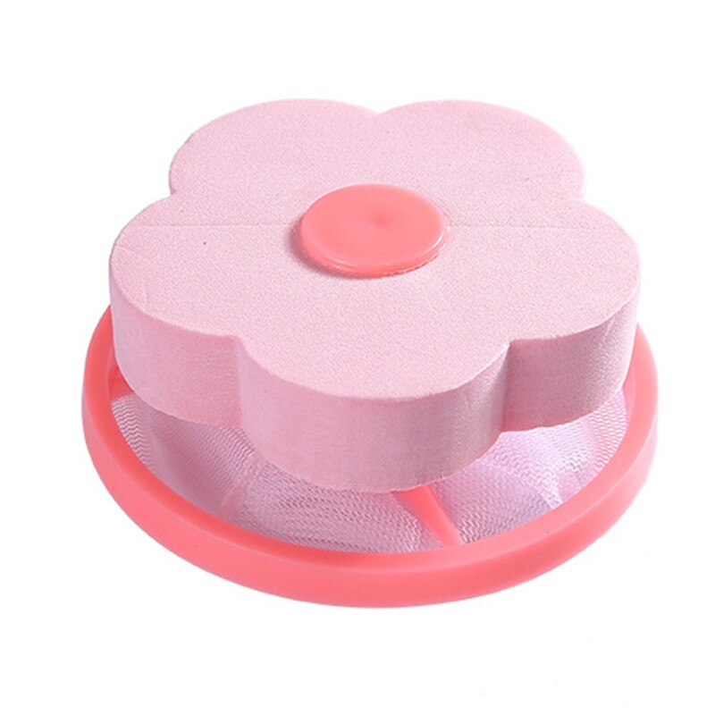 1Pc Plum-shaped Washing Machine Hair Removal Device Filtration Mesh Filter Bag Clothing Cleaning Necessary Laundry Ball: Pink