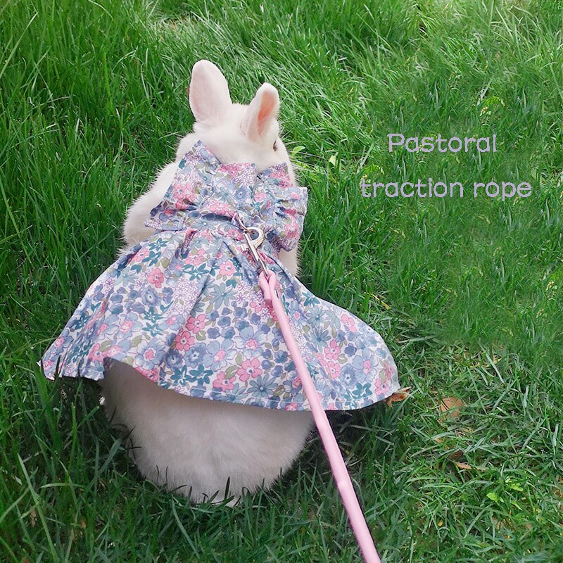 Cute Bunny Pet Vest Rabbit Clothes Dress Harness Supplies Bunny Clothes Accessories Clothes Dress Strap Harness For Rabbit