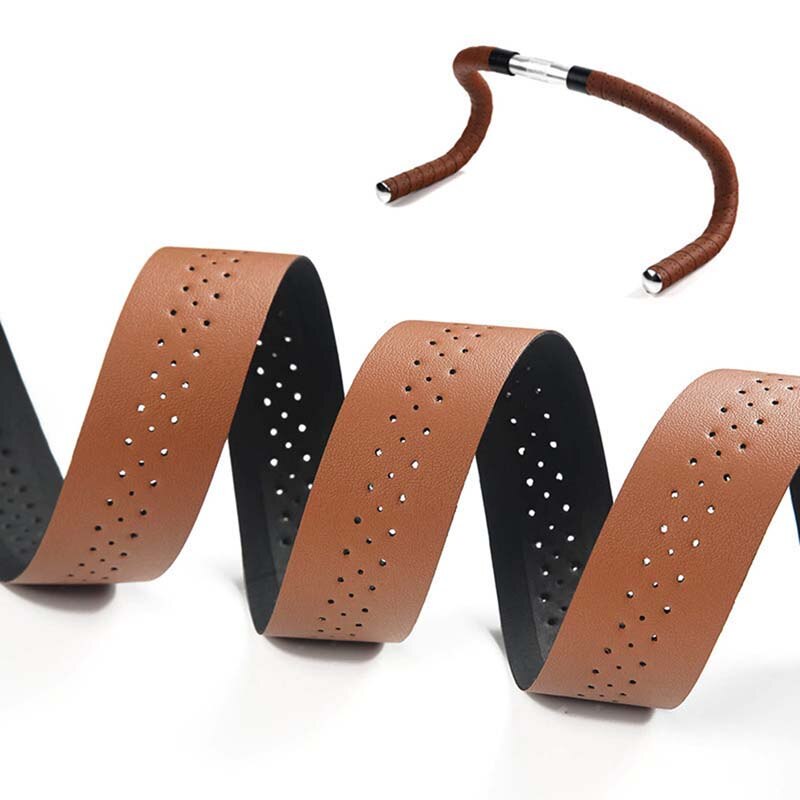 Bicycle Handlebar Tape MTB Road Bike PU Leather Perforated Belt Breathable Bike Handle Bar Wrap Straps Fixed Gear Belt BC0143