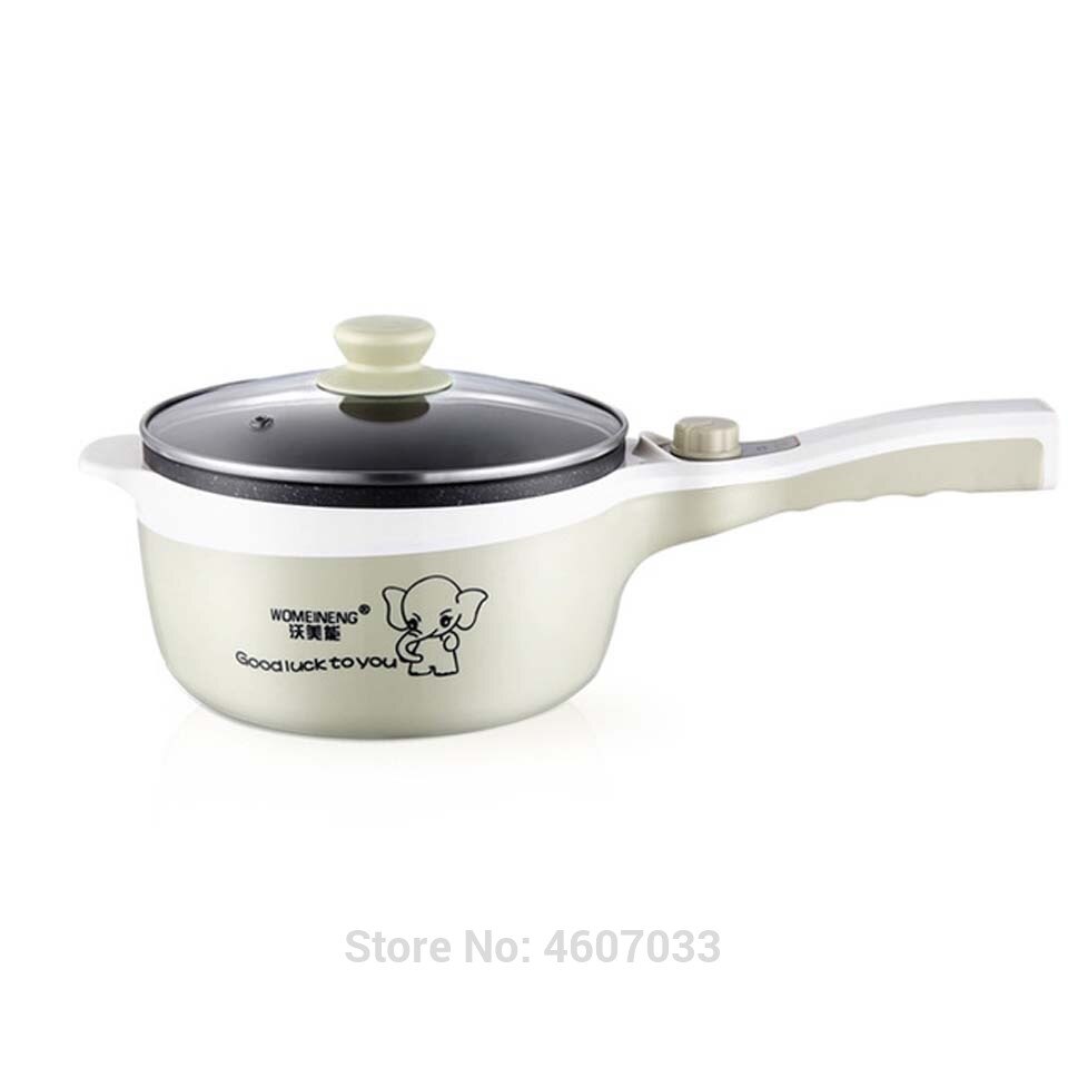 220v Multifunctional Electric Cooker Non-stick Heating Pan Cooking Pot Machine Hotpot Noodles Rice Eggs Soup Steamer Cooking Pot: green / CN