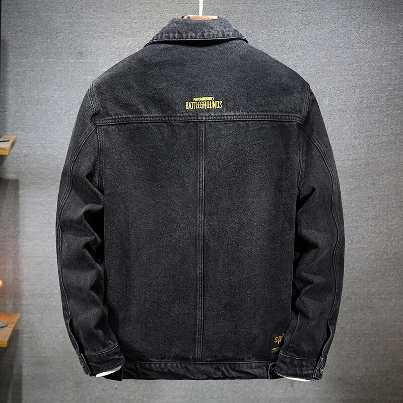 Chaqueta vaquera negra de S-7XL para hombre, abrigo informal holgado de gran tamaño, coreana, Hip Hop, ropa de de tendencia juvenil, primavera y otoño