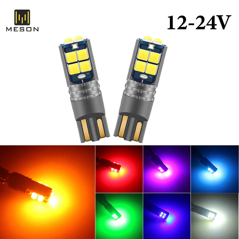 Luz LED Canbus T10 para Interior de coche, lámpara de lectura Canbus W5W 3030 10SMD 12V-24V 194 168, 10W, 1 unidad