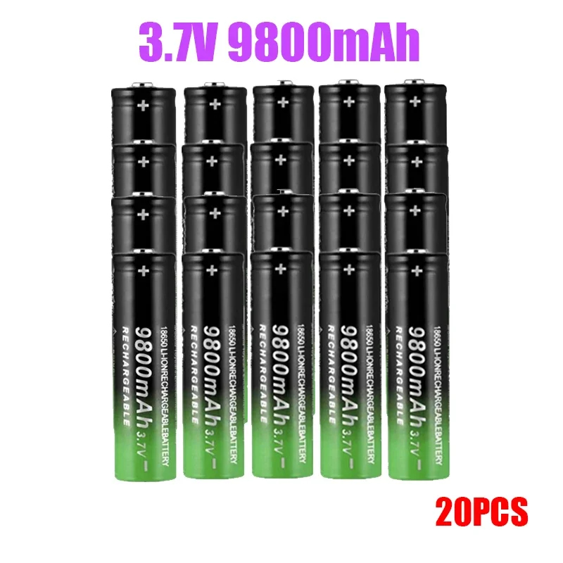 18650 Li-Ion Akku 3,7 V 9800 mAh wiederaufladbare Batterien für LED-Taschenlampe, Lautsprecher, schnelles Aufladen, hochwertiger Akku: HIMMELBLAU