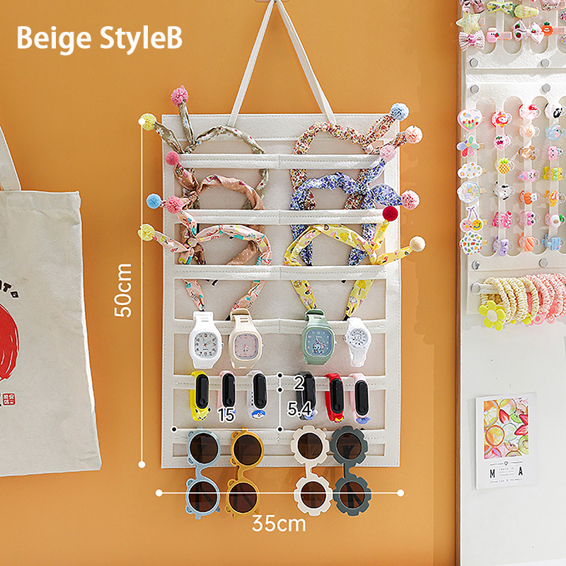 Organizador de lazos para el pelo, colgante de pared de gran capacidad, soporte para diadema, colgador de almacenamiento, accesorio para ahorro de espacio para habitación de niña: Blanco