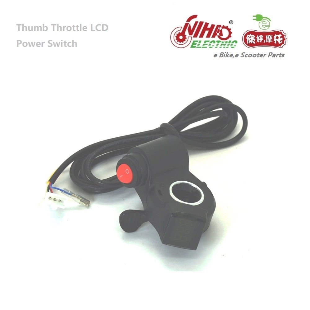 22 E-BIKE Thumb Throttle with LCD Digital Battery Voltage Display and Power Switch E bike Bicycle Electric Scooter eBike ZTECH
