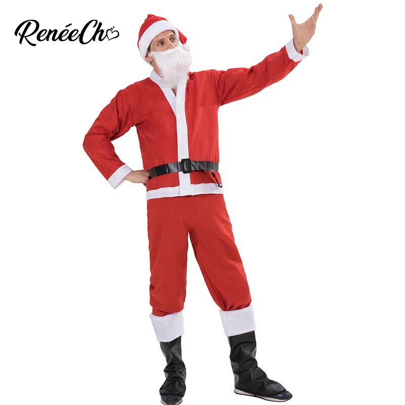 Costume père noël pour homme, Costume de noël grande taille pour le nouvel an, ensemble complet 5 pièces,