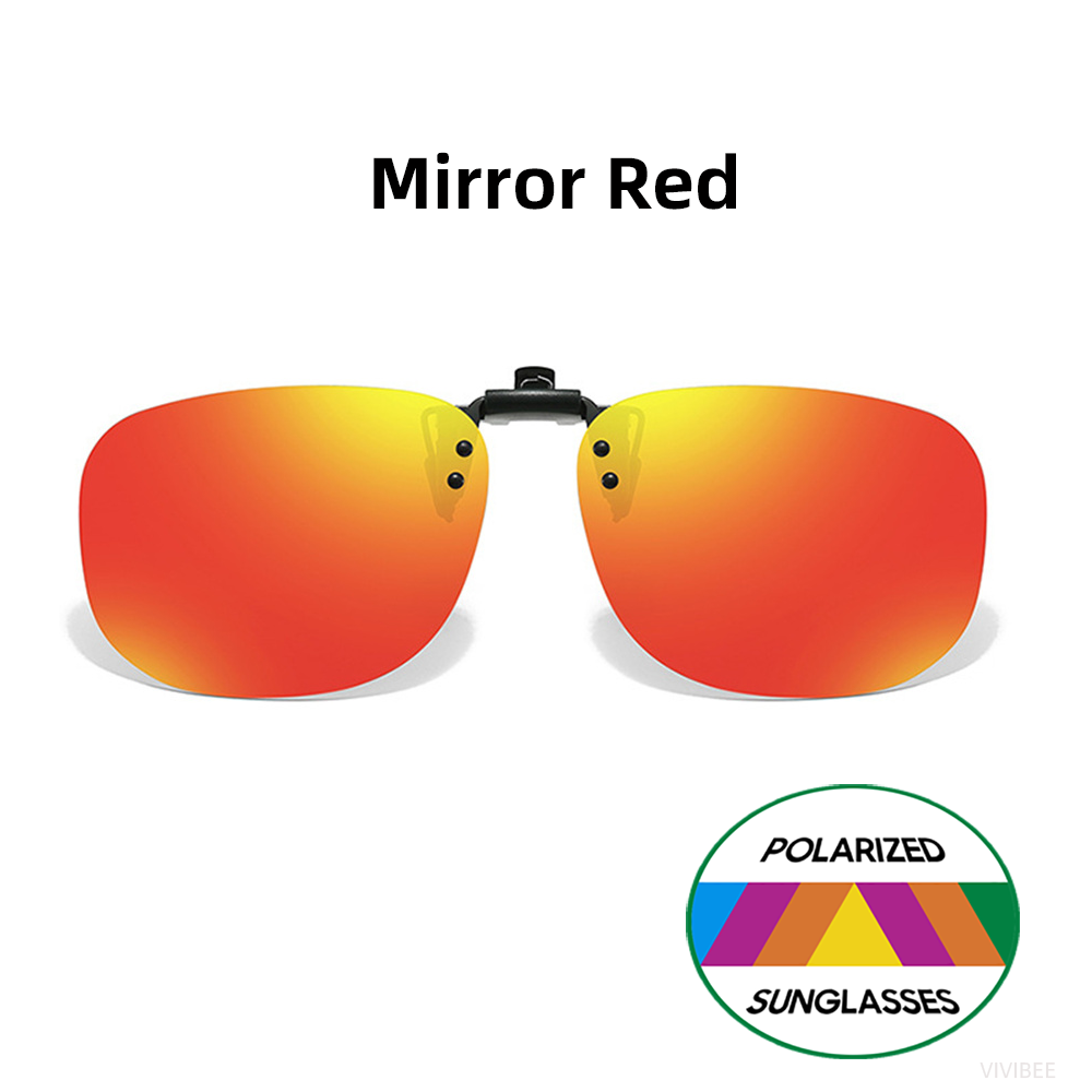 VIVIBEE Flip Up Clip On Sunglasses Polarized Men Square UV400 Photochromic Night Vision Women Classic Mirror Clips: WHITE / Pink