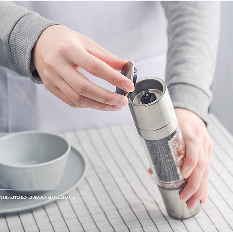 pepper grinder Manual Stainless Steel Thumb Push Salt Pepper Spice Sauce Grinder Mill Herb Spice Grinder Kitchen Accessories