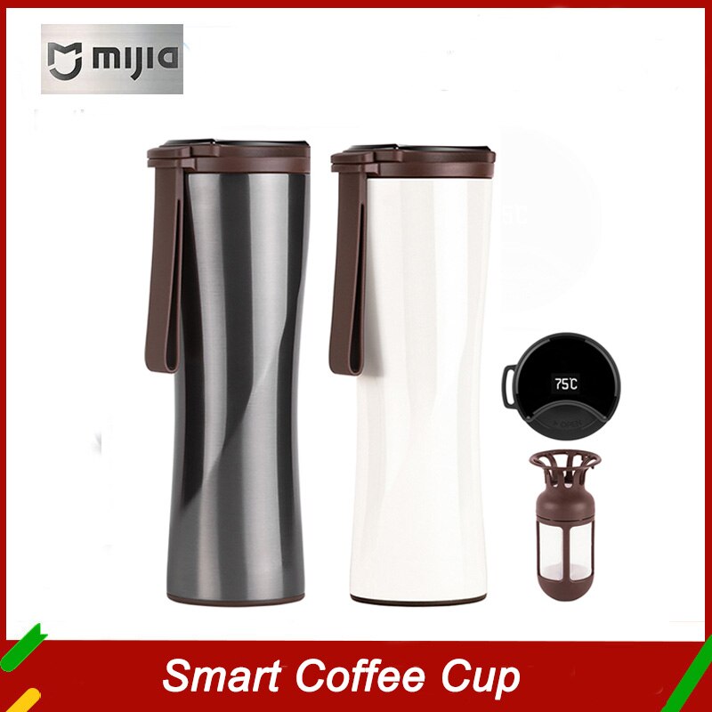 Xiaomi Travel Mug Moka Smart Coffee Tumbler 430 Ml Portable Vacuum Bottle Oled Touch Screen Thermos Stainless Steel Coffee Cup