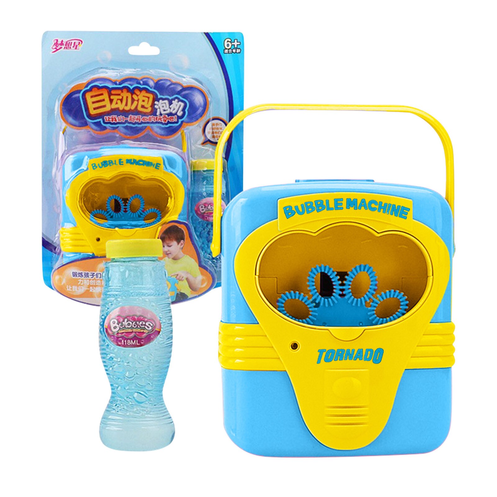 Draagbare Bellen Maker Machine Muziek Blower Bubble Speelgoed Met Gimlet Oplossing Bubble Machine Voor Kinderen Peuters Brinquedos: Blue 