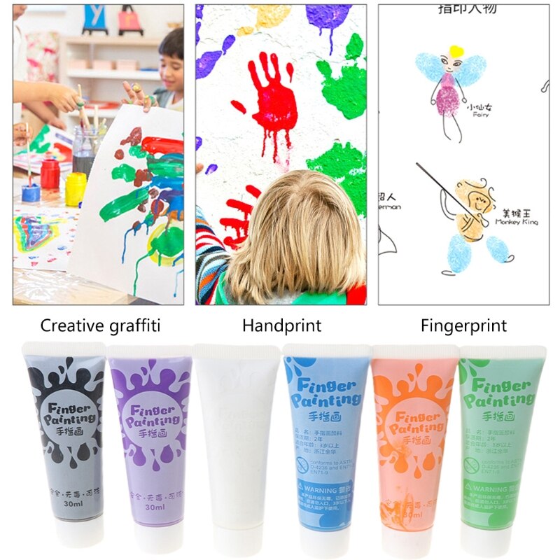 12Pcs Wasbare Graffiti Vinger Schilderen Verven Voor Jongens Meisjes Kids Kinderen Schoolbenodigdheden