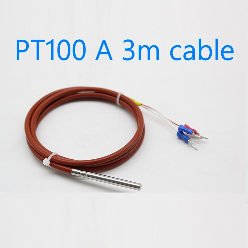 waterproof pt100 temperature sensor three wire platinum thermal resistance silicone wire shield cable: PT100 A 3m cable