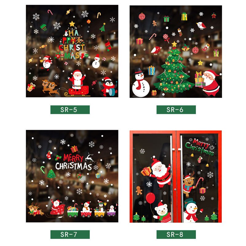 Snowman Wall Sticker DIY Christmas Party Home Decoration Windows Door PVC Stickers Year Household Glass Wall Sticker