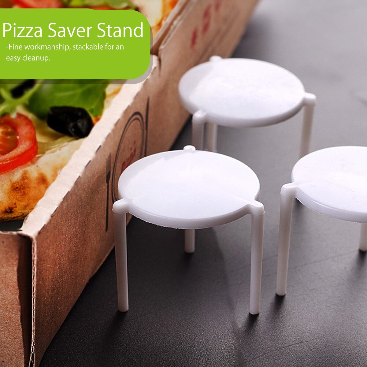 100pcs Pizza Saver Stand White Plastic Tripod Stack for Restaurant Container