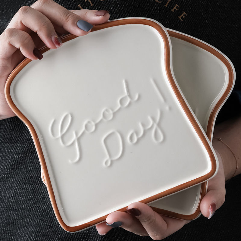 Toast Bread Shaped Plato Ceramica Cute Flower Shape Salad Dessert Snack Sushi Plates Dinner Butter Baker Dishes