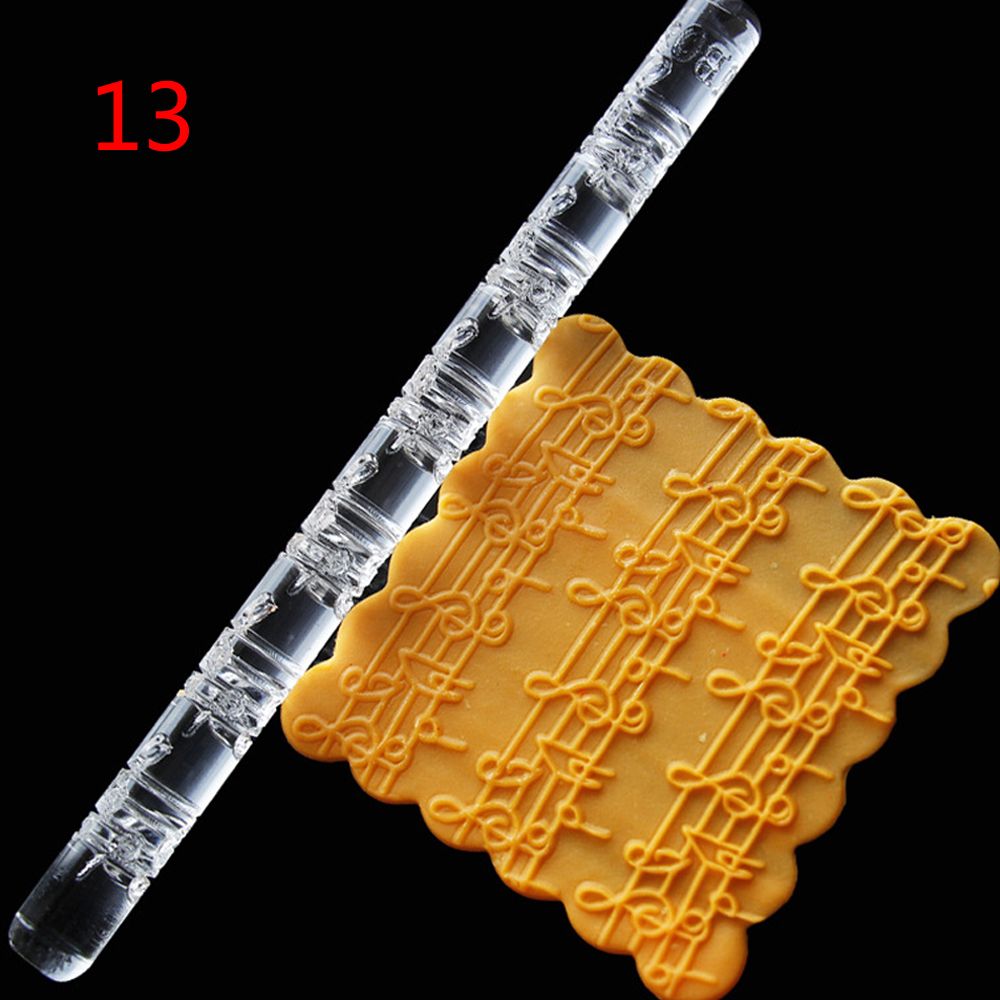 15Styles Acrylic Rolling Pin Fondant Cake Impression Rolling Pin Pastry Roller Embossing Kitchen Baking Decor Tool: 13
