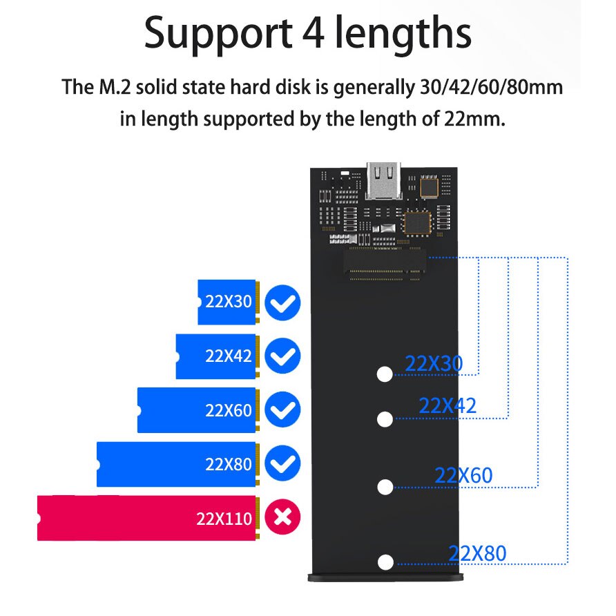 Type C SSD Case NVME M.2 SSD case usb Type-c port USB 3.1 SSD enclosure 10Gbps M.2 NVME/NGFF SATA Hard Drive Case HDD enclosure