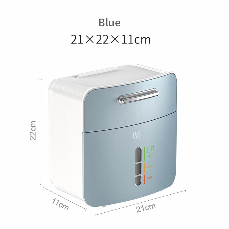 Waterproof Toilet Paper Holder Wall Mounted Roll Paper Tube Storage Box Tissue Box Shelf Bathroom Dustproof Paper Case Box: blue